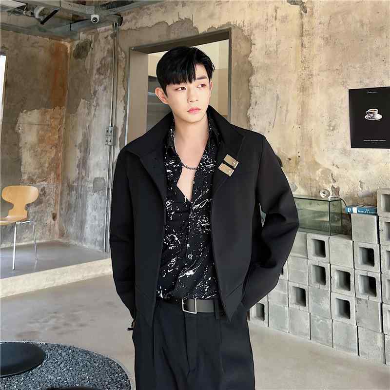 ジャケット メンズ 秋 かっこいい ショート ハイエンド 韓国 スタンドカラー トップス