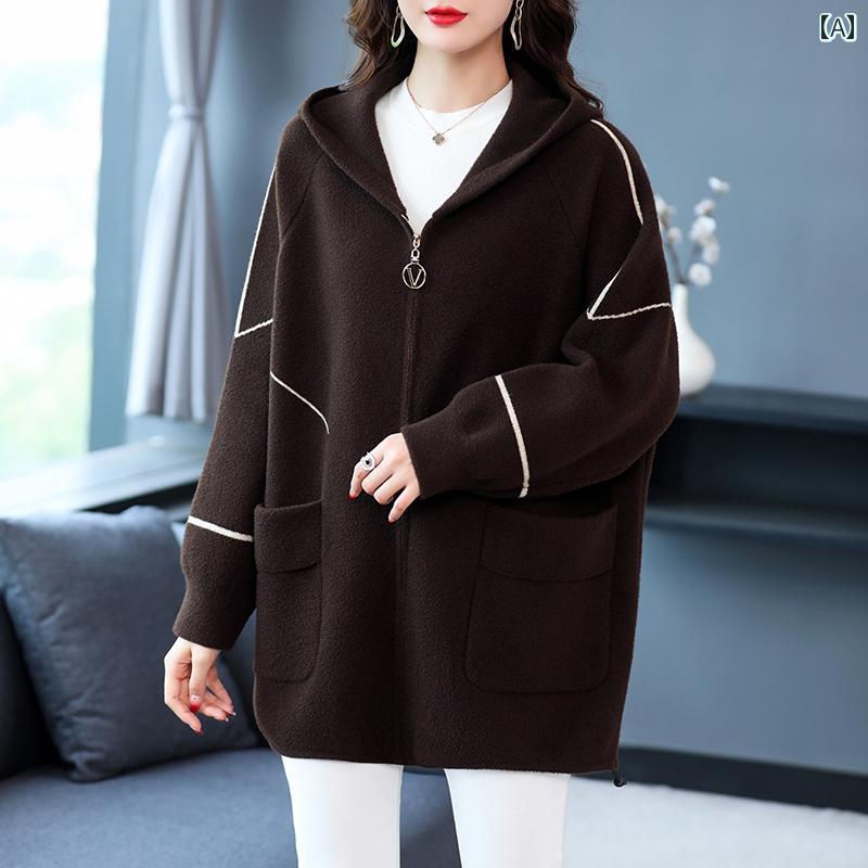 フード アウター ジャケット パーカー 秋服 冬服 レディース ウール素材 大きめサイズ 暖かい シンプル おしゃれ カジュアル エレガント フェミニン 韓国 ファッション|セキュアデポ
