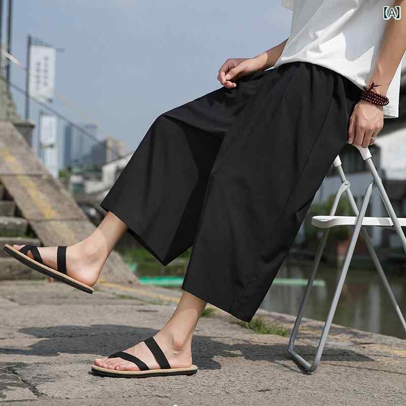メンズ 夏 カジュアル パンツ クロップド 冷感 速乾 ショート ゆったり 大きいサイズ 縦 ストレート 細身 スポーツ