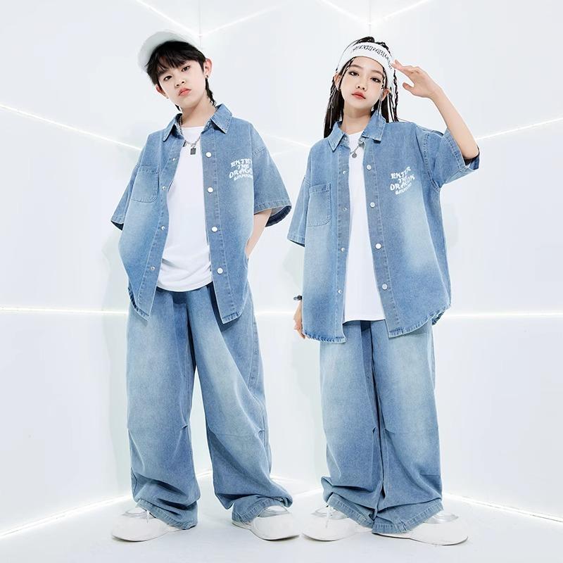 子供服 キッズ ダンス パフォーマンス 衣装 ストリート コスチューム ヒップホップ ステージ カジュアル デニム 夏 セット 4,949円