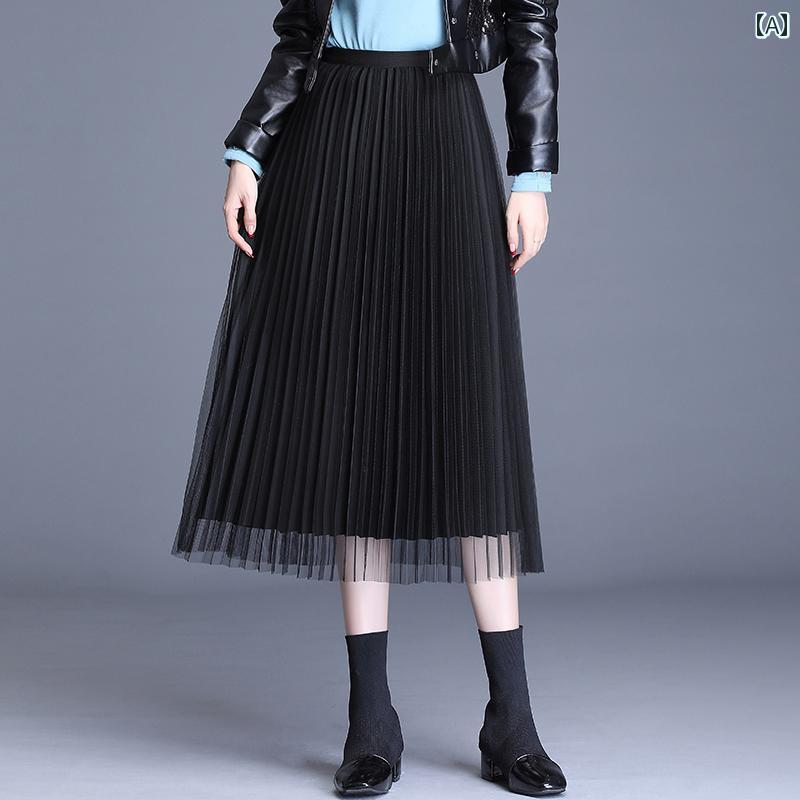 レディース スカート プリーツスカート Aラインスカート 春秋 カジュアル シンプル デイリー ビジネス 学校行事 ショッピング 快適コーデ