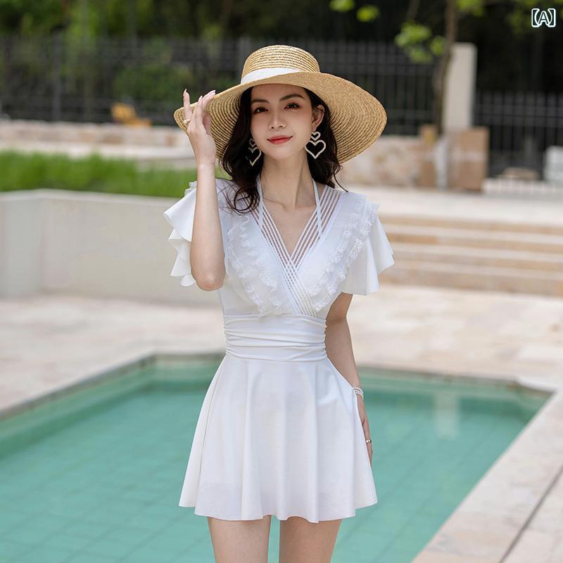 レディース 夏 水着 体型カバー ビーチ プール リゾート旅行 おしゃれ 女性 大きめ サイズ ドレス スタイル 少し ぽっちゃり 魅惑的 お腹 カバー スリム 見せ