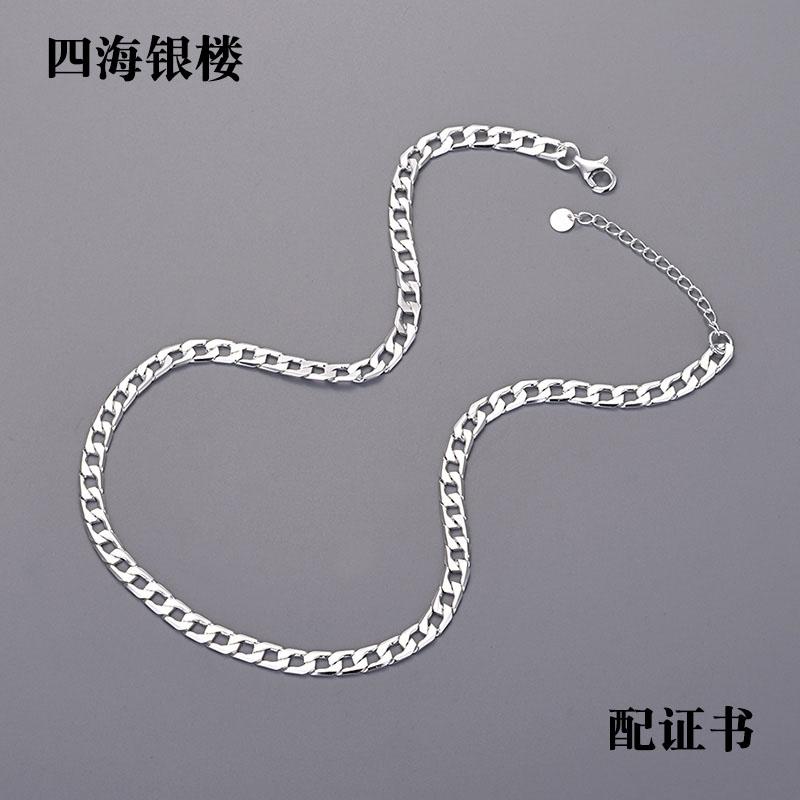 ネックレス 韓国 スターリング シルバー イン ワイド チェーン タンク チェーン アメリカ キューバ ショート シルバー セーター