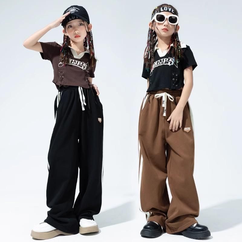子供服 女の子 ポロシャツ へそ出し パンツ 夏 コスチューム バンド ダンス ヒップホップ ストリート系 パフォーマンス 衣装 クール かっこいい キッズ 4,722円