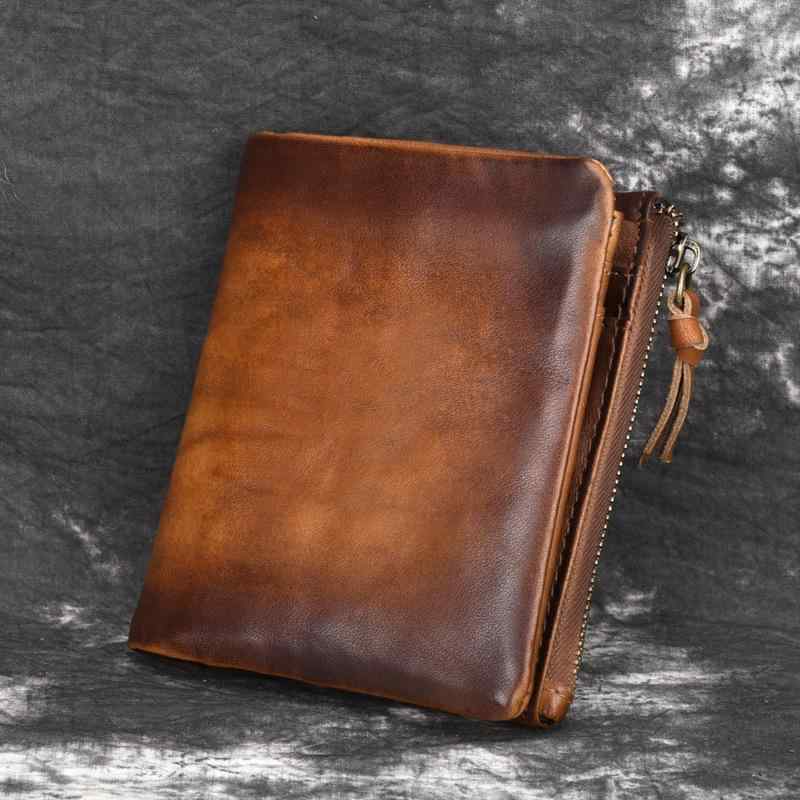 牛革 ジッパー メンズ レザー ショートウォレット 紙幣クリップ フォトスロット 隠しポケット コインスロット ジッパーポケット IDスロット カードスロット