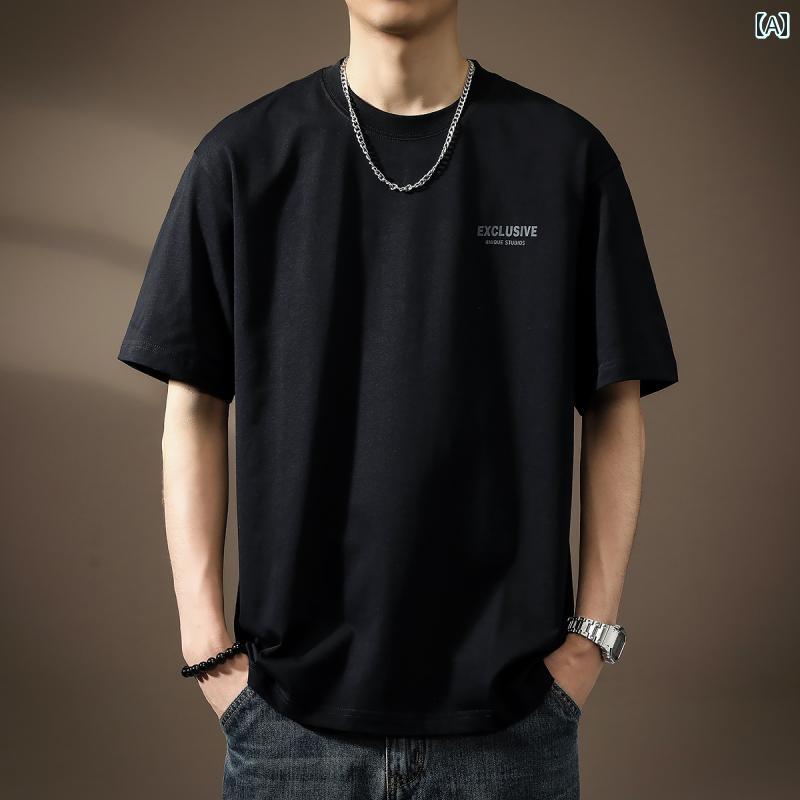 Tシャツ 半袖 夏 メンズ 紳士服 メンズ トップス おしゃれ レトロ ストリート カジュアル ラウンドネック シンプル