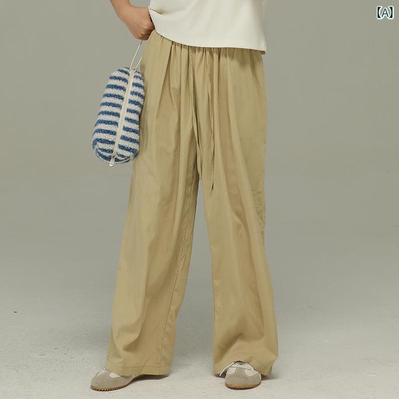 パンツ カジュアル 子供服 ボトムス ナチュラル 動きやすい キッズ 女の子 夏 ドレープ さわやか カーキ色 以上 子供 薄手 ハイウエスト ワイド レッグ ひったくり 防止