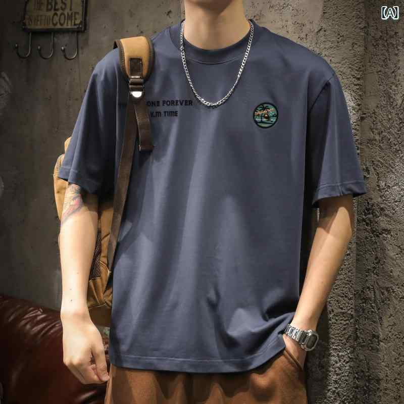 シャツ Tシャツ メンズ アメリカン ヘビーウェイト 半袖 夏 コットン プリント ラウンドネック ストリート ゆったり 大きいサイズ 半袖
