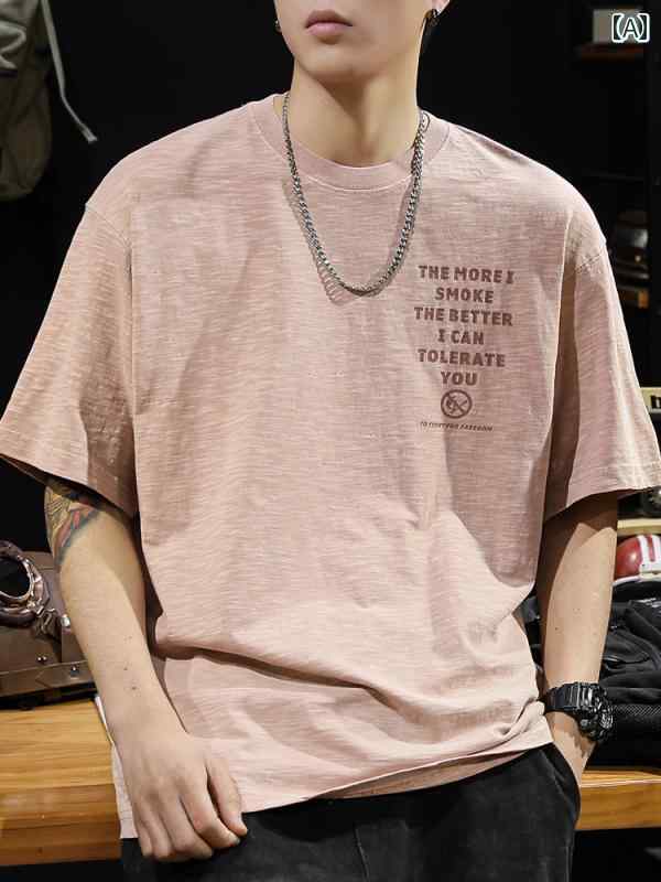 トップス メンズ 半袖 Tシャツ 大きめサイズ アメリカン メンズ 夏 綿 プリント 文字 シンプル カジュアル おしゃれ