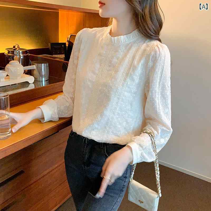 ブラウス レディース 婦人服 シャツ インナーウェア レース 秋冬 長袖 セーター かわいい