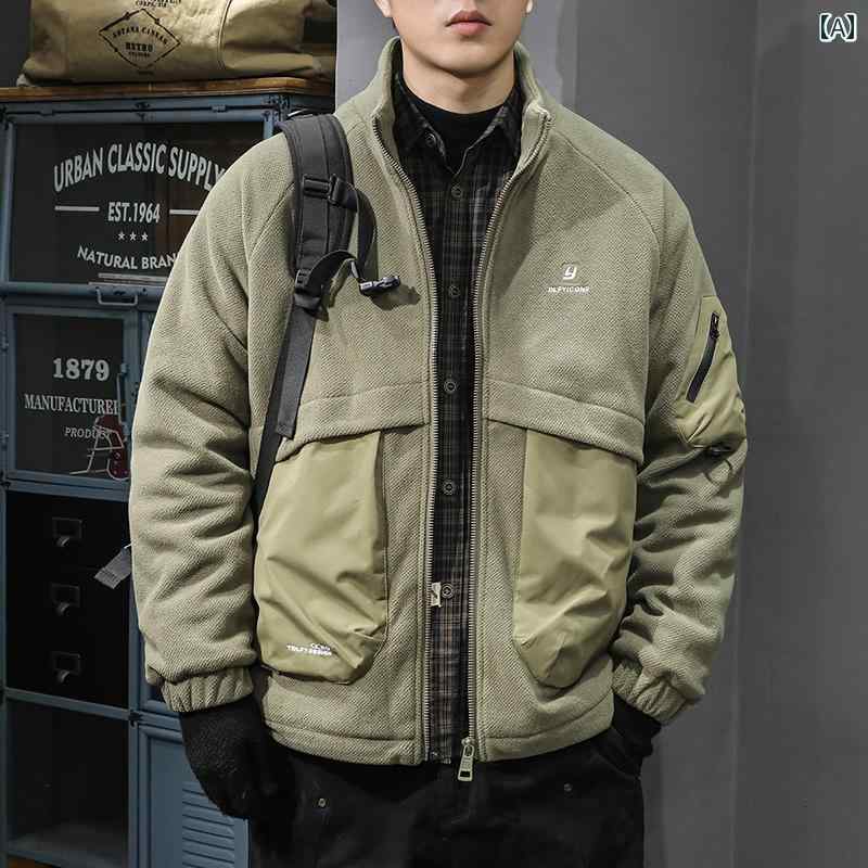 フリース ジャケット シンプル カジュアル おしゃれ スタイリッシュ ラフ 普段着 メンズ ファッション 大きめサイズ 秋冬