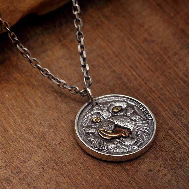 ペンダント スター リング シルバー レトロ 野良 猫 コイン 熟成 タイ シルバーペンダント メンズ ヒップ ホップ 猫 レディース ネックレス 8,388円