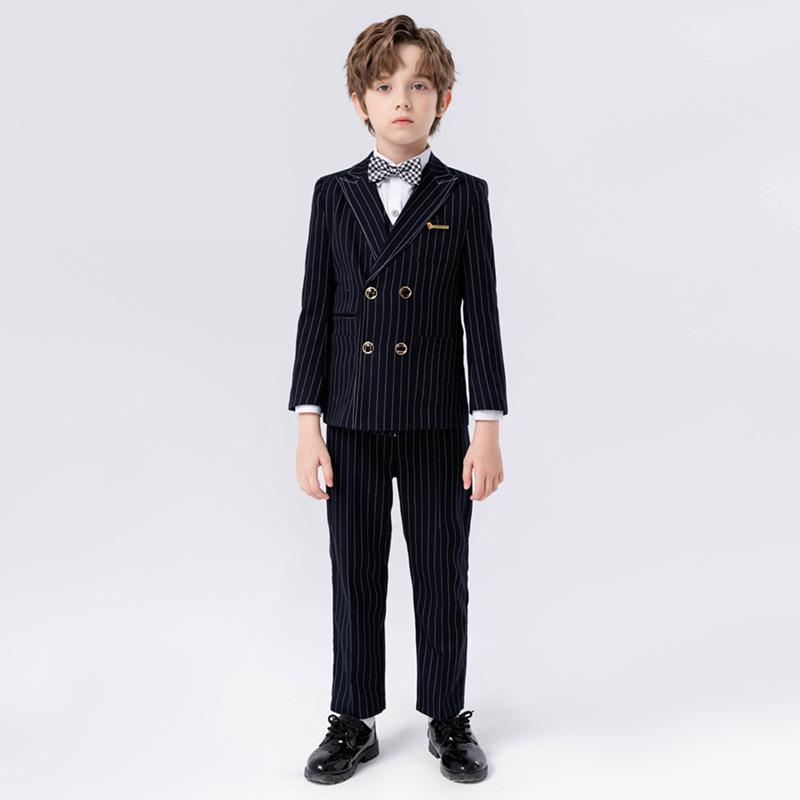 スーツ キッズ 子供 おしゃれ ファッション ドレス 秋 韓国 ストライプ 男の子 ホスト フラワーガール パフォーマンス セット ブリティッシュ ボーイズ