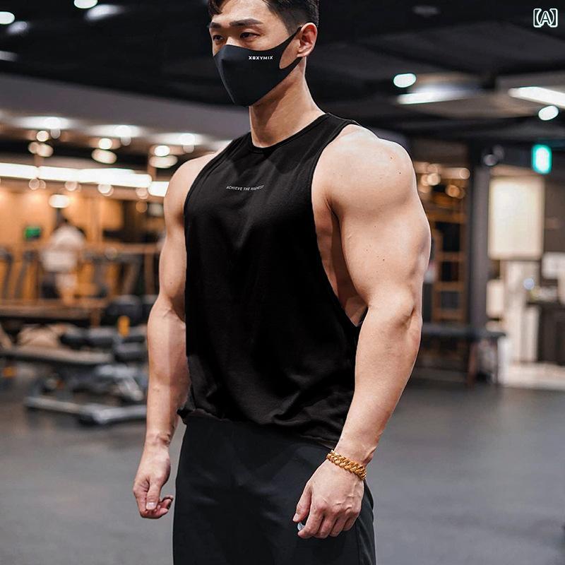 トップス ノースリーブ メンズ マッスル 夏 フィットネス ベスト 薄手 速乾 ノースリーブベスト バスケットボール ランニング アイアン スポーツ Tシャツ