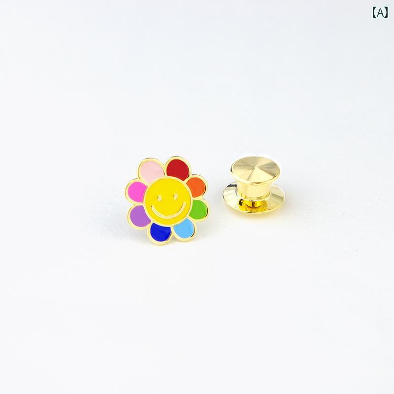 ブローチ おしゃれ 入学式 和風 ひまわり かわいい 襟ピン カラー 露出 防止 ピン ストラップ 固定 バックル 装飾 女性