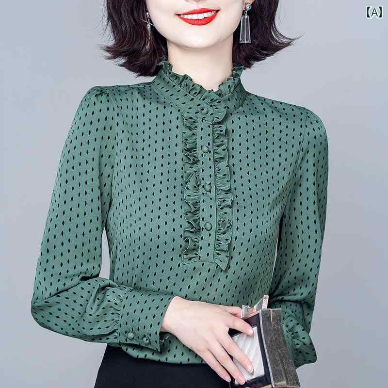 レディース 婦人服 レディース トップス ブラウス シャツ ブラウス シフォン 長袖 エレガント 通勤 オフィス ビジネス カジュアル フォーマル 豪華感 春