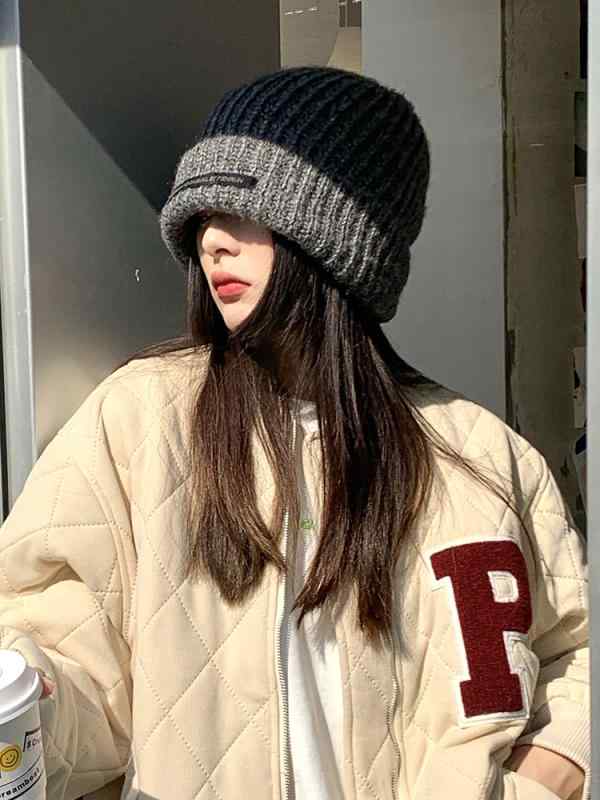 レディース 秋 冬 ニット ウール 帽 帽子 ゆったり 大きい 頭囲 帽 暖かい 丸 適し 山