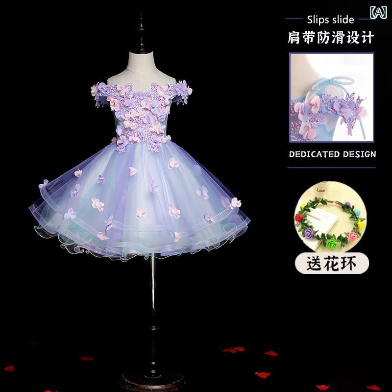キッズ パーティードレス ジュニア ファッション 女の子 子供服 ガール 豪華感 かわいい プリンセス フラワーガール イベント 結婚式 誕生会 衣装 発表会
