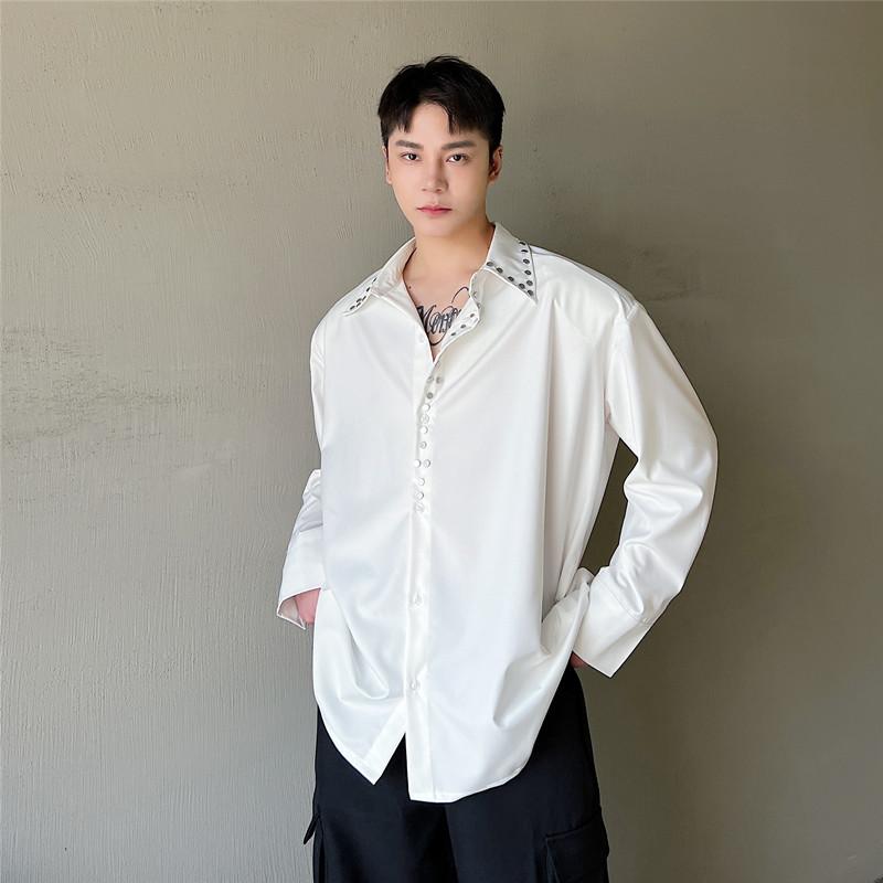 シャツ メンズ 春 夏 カジュアル おしゃれ 韓国 スタッズ ストリート オーバー サイズ