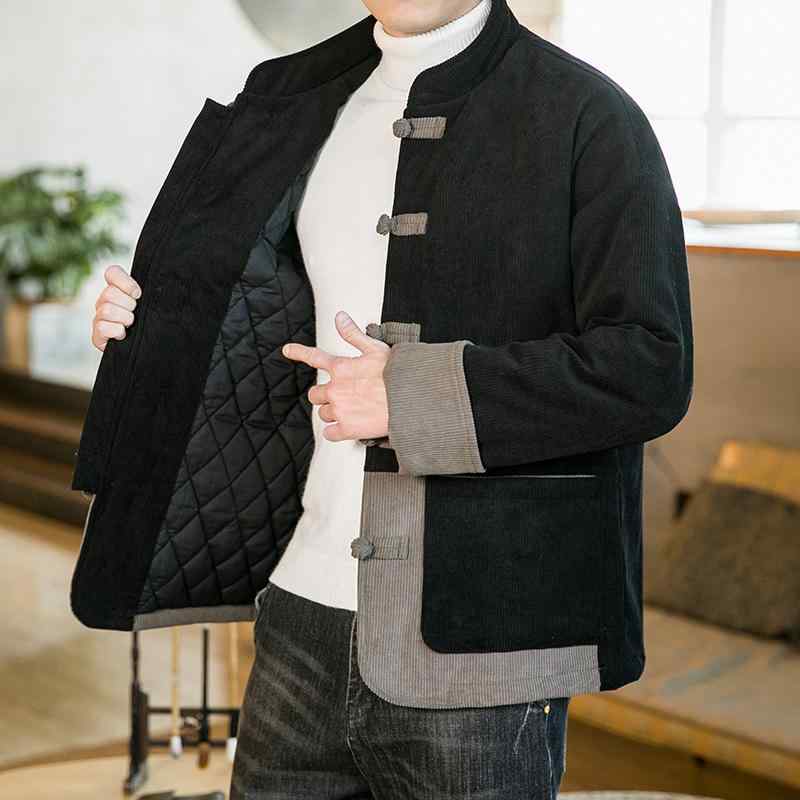 ジャケット メンズ カンフー着 太極拳 唐服 中華風 綿入り レトロ ボタン 綿 用 大型 厚手 漢服 用 綿入り