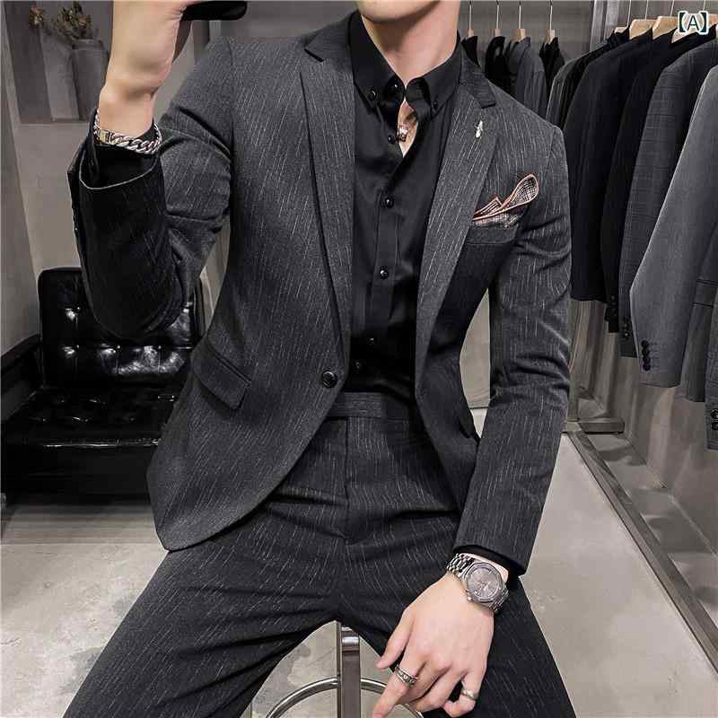 メンズ 春 スーツ 結婚式 新郎 ドレス 英国 ネイビーブルー