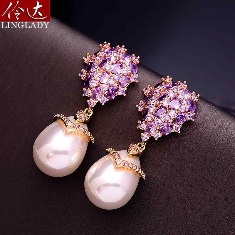 パープル ピアス クール レディース ロング お姫様 ファッション アクセサリー 装飾品 ジュエリー