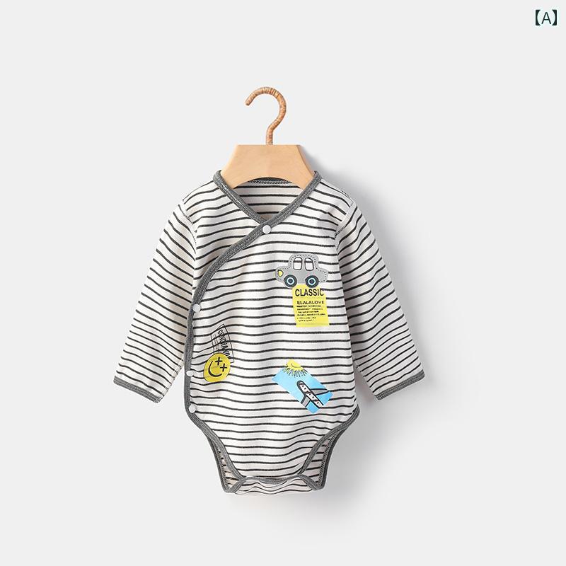 ロンパース かわいい ベビー ジャンプ スーツ 新生児 0 - 3ヶ月 優雅 綿 ラップ ベビー 春秋 長袖 三角 腹 保護 服