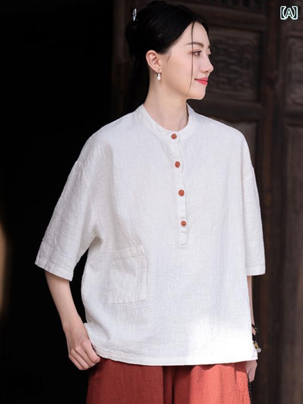 思い入れる服 レディース レディース お上さん服 トップス ティーシャツ ズボン下 ボトムス 瀬戸もの風 レトロ 唐装 仏教 思い入れる セットアップ セットアップ 夏