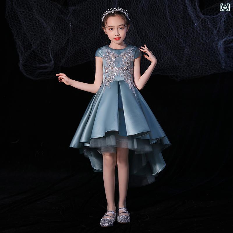 イブニングドレス キッズ プレゼンター 女の子 フラワーガール ウェディングドレス プリンセス ドレス スタイリッシュ ピアノ 発表会 衣装 バースデードレス 写真撮影 衣装