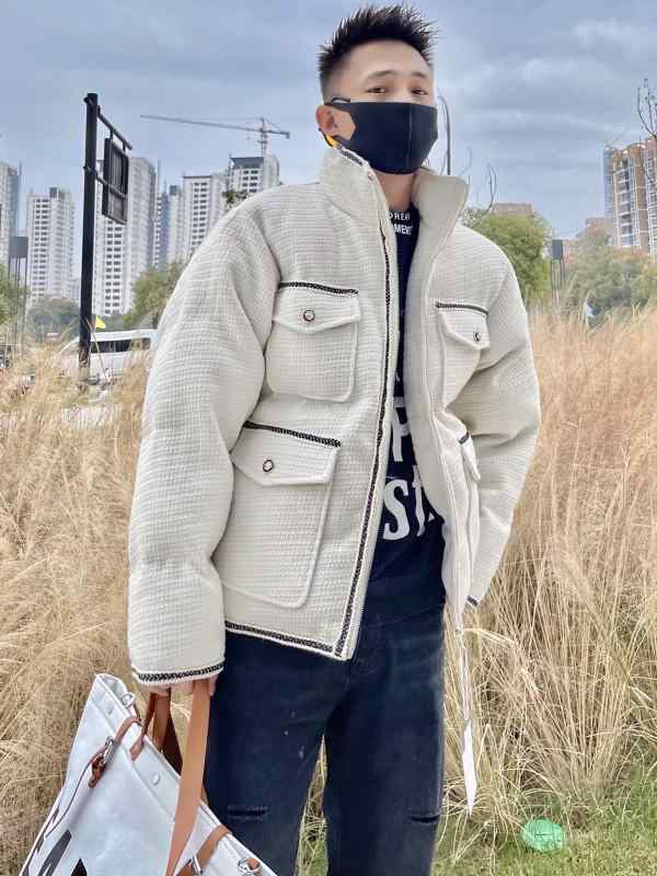 ジャケット アウター 冬 韓国 織り 綿 コート メンズ 厚手 カップル ジャケット 暖かい オフホワイト 黒 コットン 11,058円