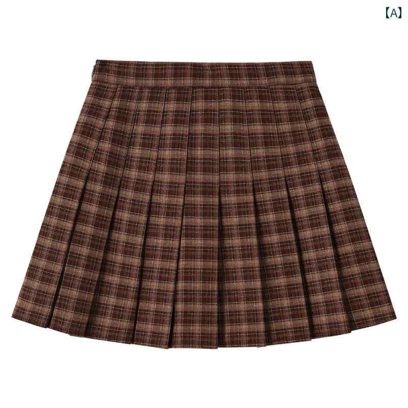 レディース ファッション カレッジ レトロ a ライン スカート 女性 春秋 露出 防止 ハイウエスト スリム ヒップ ハグ ショート