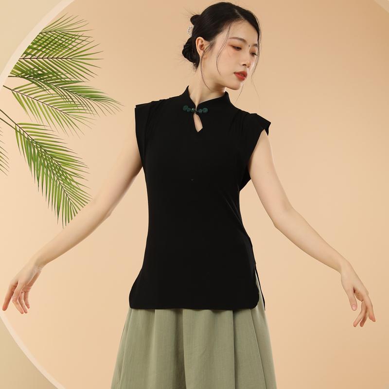 クラシックダンス トレーニング 服 レディース 大人 ノースリーブ チャイナドレス ダンス トップス チャイナ風 トレーニング服 モダンダンス 服