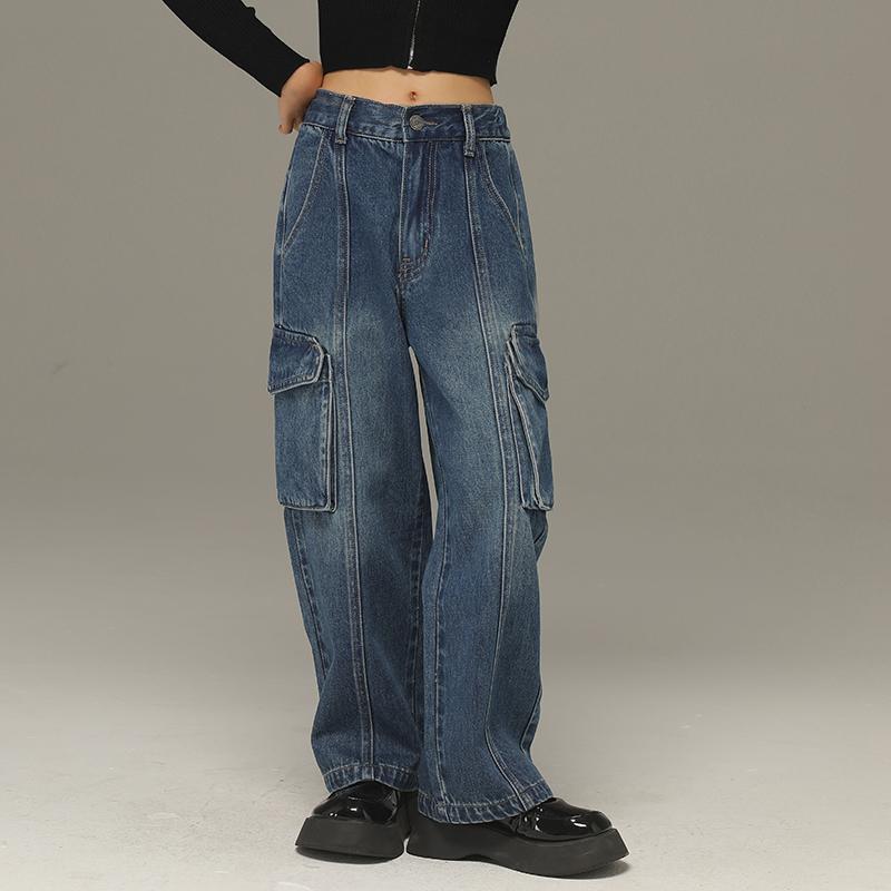 パンツ デニムパンツ キッズ 小さい 女の子 春 ジーンズ 中型 大型 子供用 ストレート オーバーオール 子供用 多目的 カジュアル 春秋