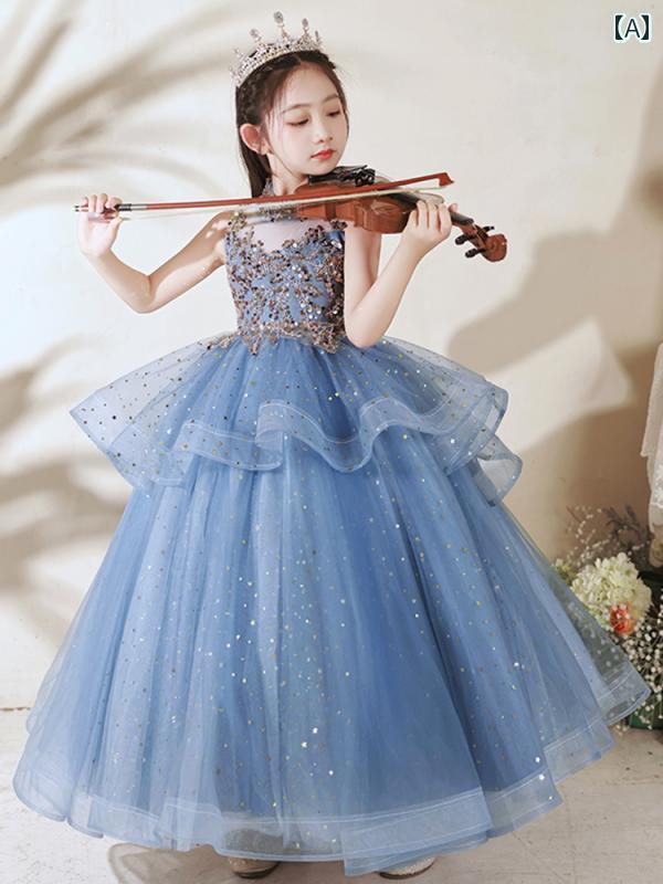 キッズ パーティードレス ジュニア ファッション 女の子 子供 フラワーガール ウェディング ドレス 誕生日 プリンセス 豪華 パフォーマンス ステージ 衣装｜セキュアデポ