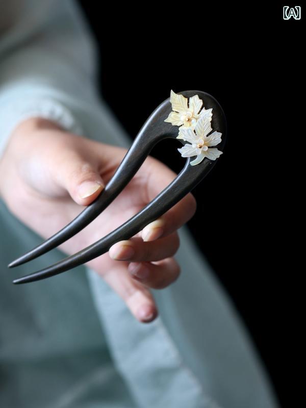 かんざし U字型 ヘアピン レトロ レディース 豪華感 チャイナ風 漢服 アクセサリー 花モチーフ アンティーク