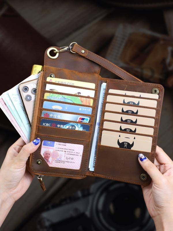 長財布 カードケース 財布 小物入れ コイン 名刺 カード スマホ ソフトレザー 革 牛革 シンプル 多 ビジネス ユニセックス