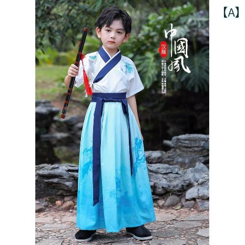漢服 民族衣装 コスチューム メンズ キッズ レディース 半袖 薄手 親子服 武将 ダンス 練習 小学生 レトロ ポリエステル 中国風 男の子 夏服 女の子 衣装 アンティーク
