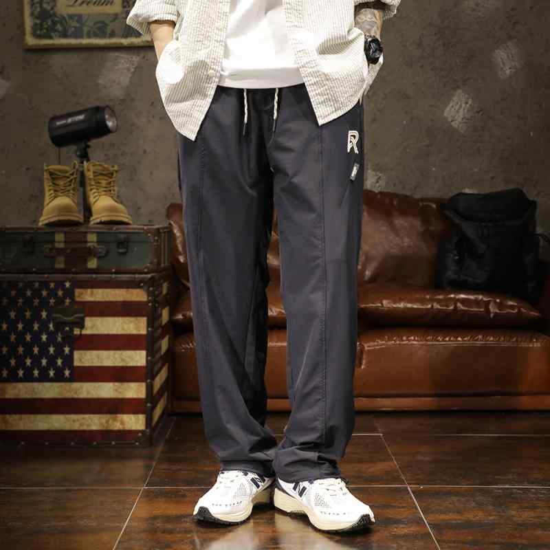 メンズ ロングパンツ 長ズボン アメリカン カジュアル 夏 薄手 ひんやり 涼しい 快適 スポーツ ドレープ 長め ストレート ポケット装飾 ややストレッチ性 コットン ナイロン ポリウレタンストレッチ リラックス ノーアイロン 大きめサイズ ブラウン ブラック 黒茶 メンズ