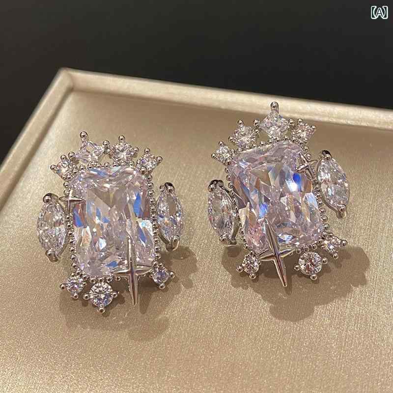 シンプル スクエア ピアス パーティー ウェディング ギフト レディース レッド エレガント ワンポイント 韓国 おしゃれ