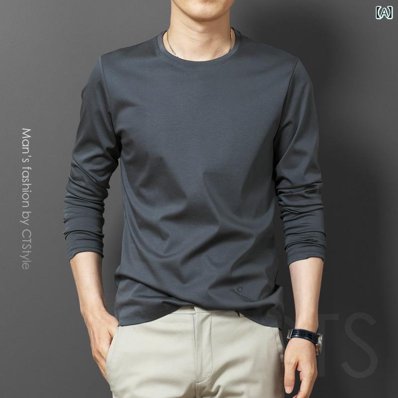 Tシャツ 長袖 ロンT シンプル カジュアル おしゃれ スタイリッシュ ラフ 普段着 メンズ ファッション 大きめサイズ 春秋