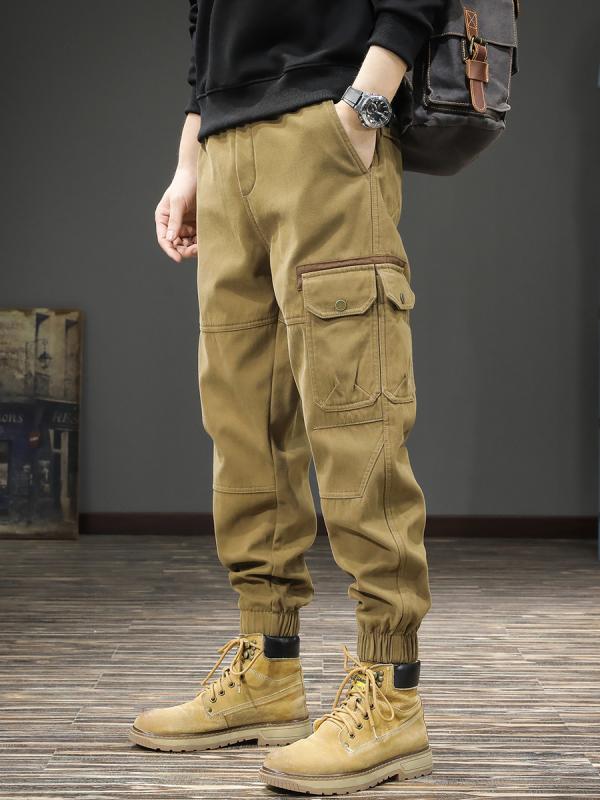 パンツ メンズ 春 ファッション アメリカ 機能的 レギンス ワークパンツ 作業 ズボン アウトドア 大きいサイズ レトロ スプライシング 綿 カジュアル