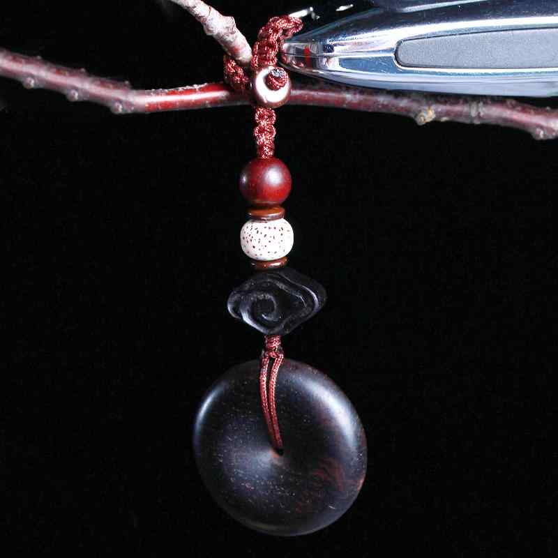 ペンダント 中国風 アクセサリー レトロ 黒 サンダルウッド バックル 車 キーホルダー シンプル メンズ レディース ギフト バッグ ぶら下げ ジュエリー