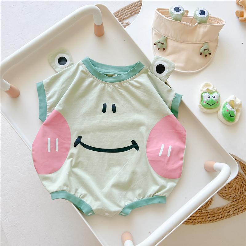 秋 春 夏 ベビーウェア かわいい 韓国 カエル 形 三角 バッグ 服 綿 服 男性 女性 0 - 2歳