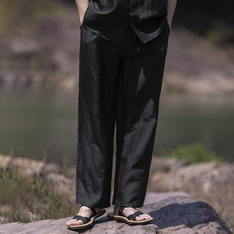 パンツ メンズ ズボン ゆったり チャイニーズ スタイル チュール 夏 ハイエンド 黒 亀 ズボン レトロ 桑 ワイド レッグ カジュアル｜セキュアデポ
