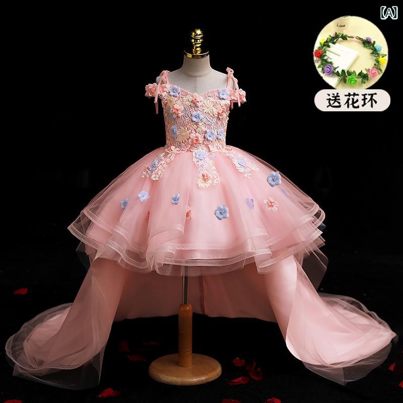 キッズ パーティードレス ジュニア ファッション 女の子 子供服 ガール 豪華感 かわいい プリンセス フラワーガール イベント 結婚式 誕生会 衣装 発表会