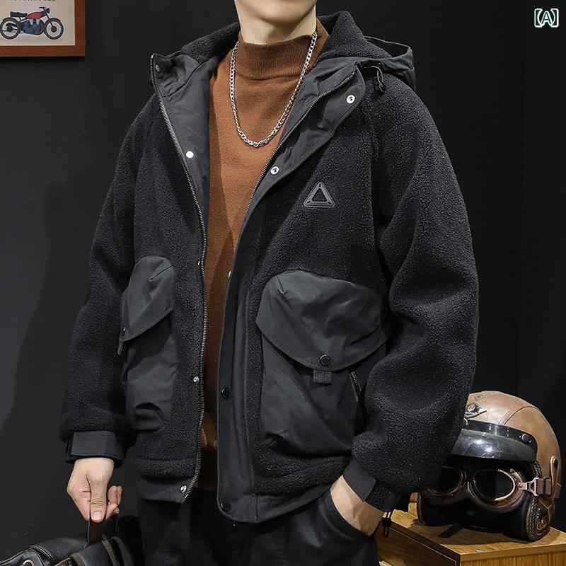 メンズ カジュアル アウター ラムウール コットン コート 冬 厚手 ワークウェア トップス 秋冬 暖かい|セキュアデポ
