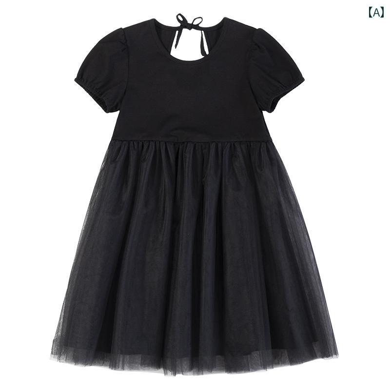 ドレス スカート ワンピース キッズ かわいい ナチュラル 子供服 韓国 夏 子供 黒 プリンセス ガーゼ 女児 赤ちゃん フェスティバル 女の子