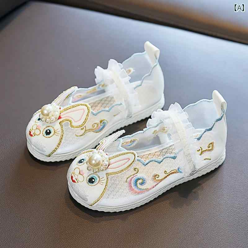 シューズ 靴 子供靴 かわいい メリージェーン 歩きやすい キッズ 女の子 韓服 子供 刺繍入り 布靴 レトロ スタイル プリンセス 夏 通気性 メッシュ ソフト ソール 中華風 パフォーマンス