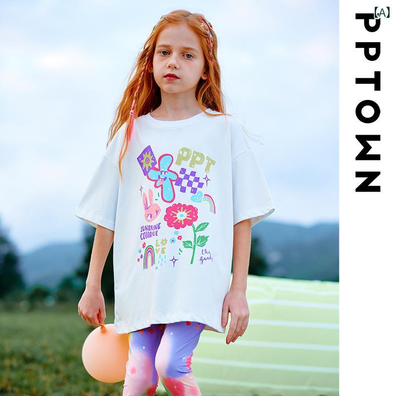 子供服 女の子 Tシャツ 半袖 春夏 カジュアル レジャー リゾート 休日 アウトドア 通学 通園 ホームウェア