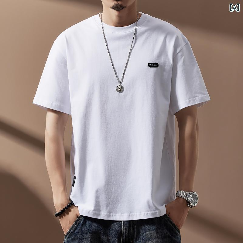 Tシャツ おしゃれ メンズ 半袖 夏 ストリート アメリカン カジュアル 紳士服 メンズ ゆったり トップス レトロ ラウンドネック シンプル